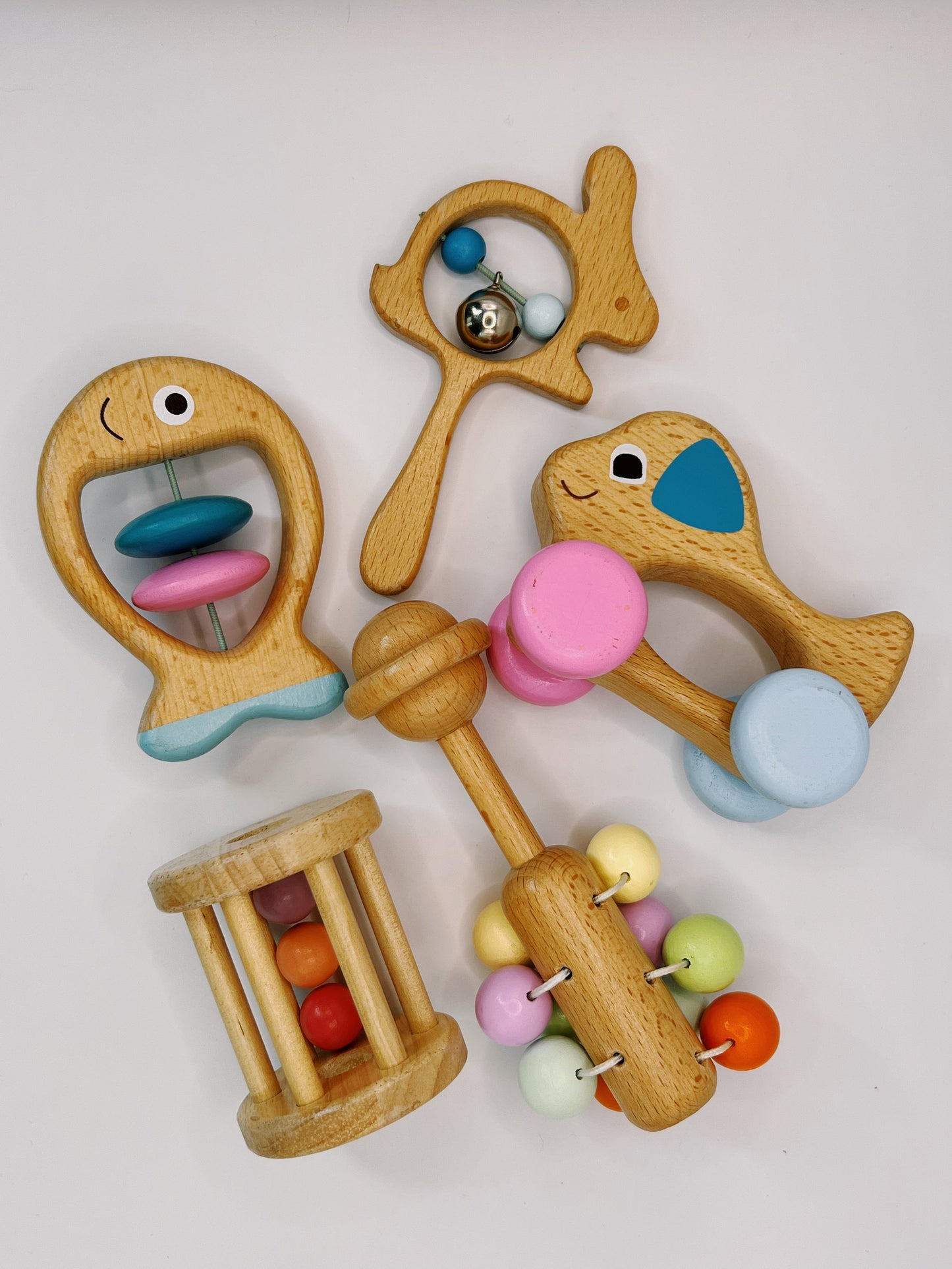 Set de 5 hochets en bois 'Mes Petits Amis'