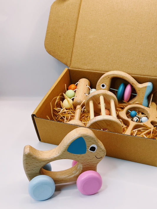 Set de 5 hochets en bois 'Mes Petits Amis'